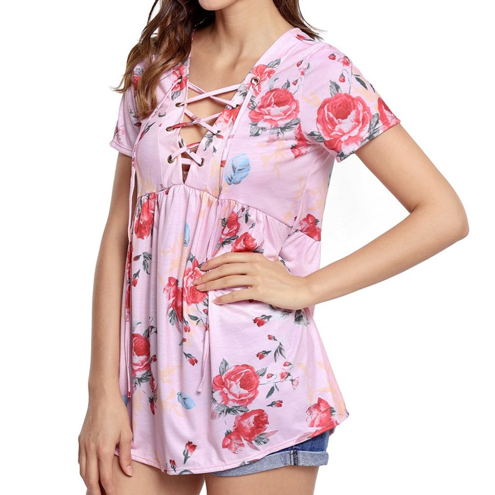 Lace up V neck tunic